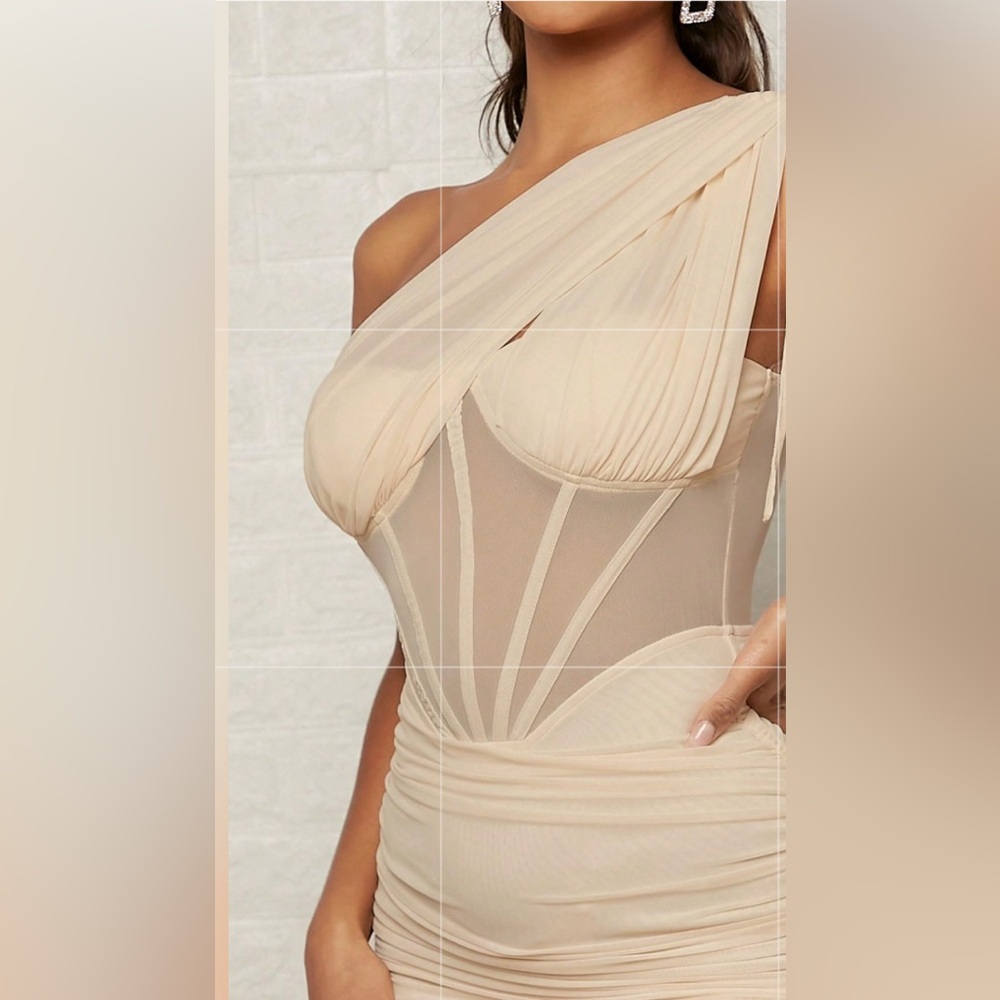 Sheer Draped Women's Short Dress